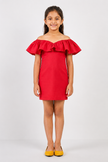 Fuscia Pink off shoulder ruffle sleeves mini dress